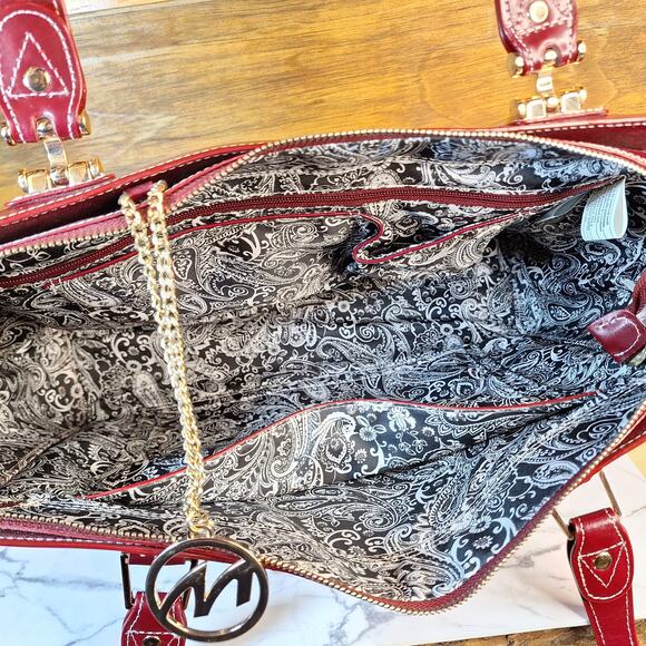 Mcklein USA Glenna Leather Shoulder Tote, 97555 large red leather bag trendy - Picture 5 of 5